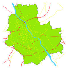 Vector Warsaw roads and highway network  map,