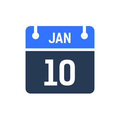 Fototapeta premium Calendar Date Icon - January 10 Vector Graphic