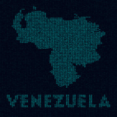 Venezuela tech map. Country symbol in digital style. Cyber map of Venezuela with country name. Trendy vector illustration.