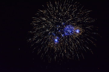 Colorful fireworks in the night sky, Ostfildern, Germany