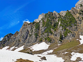 The early spring atmosphere with the last remnants of winter and snow in the Seeztal subalpine...