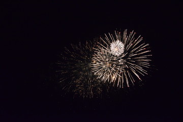 Colorful fireworks in the night sky, Ostfildern, Germany