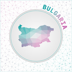 Vector polygonal Bulgaria map. Map of the country with network mesh background. Bulgaria illustration in technology, internet, network, telecommunication concept style . Amazing vector illustration.