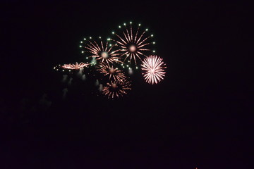Colorful fireworks in the night sky, Ostfildern, Germany