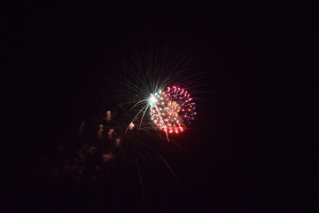 Colorful fireworks in the night sky, Ostfildern, Germany