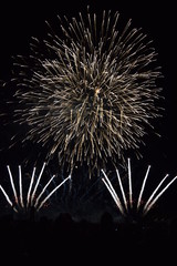 Colorful fireworks in the night sky, Ostfildern, Germany