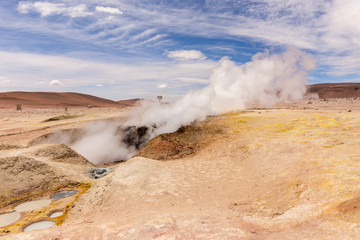 Geysers and fumaroles at Sol de Manana, in southern Bolivia