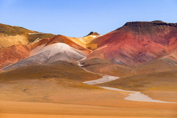 Fototapeta na wymiar Panoramic view of Siloli Desert, in Bolivia