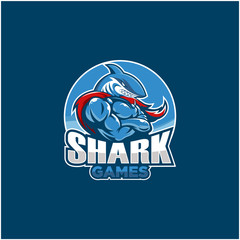 shark esport gaming mascot logo