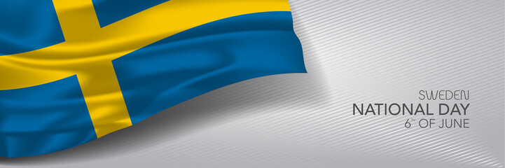 Sweden national day vector banner, greeting card.