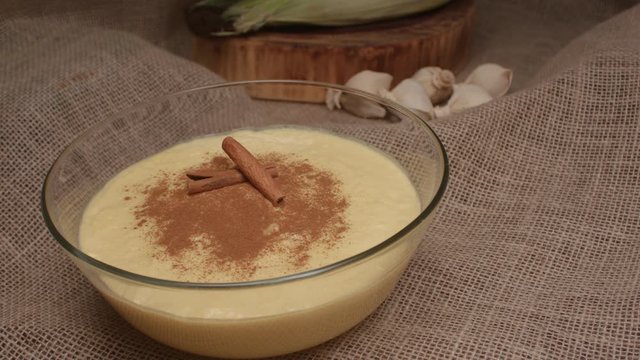 Traditional Brazilian sweet called Curau. Made with corn