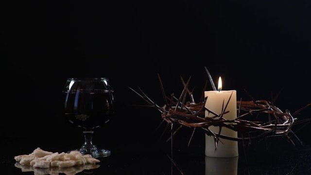 View of Crown Of Jesus, Candle Bread and Wine.