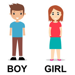Boy and Girl comparison kids vector illustration design	