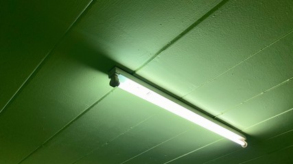 Fluorescent lamp on the ceiling