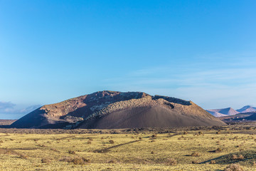 Fototapeta na wymiar volcanic crater of caldera blanca in Lanzarote, Tinajo near Timanfaya national park