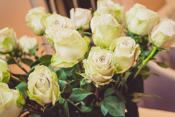 tea roses bouquet close up