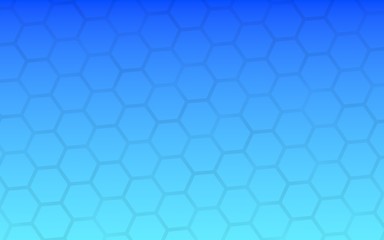 Translucent honeycomb on a gradient blue sky background. Perspective view on polygon look like honeycomb. Isometric geometry. 3D illustration