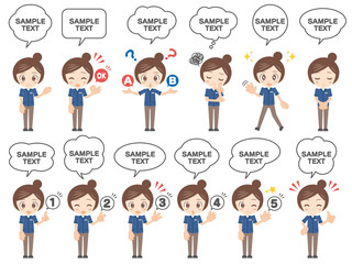 人物セット＿ポーズ12種_コンビニ＿女性