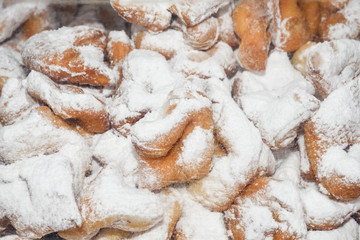 Nice, France, 24th of February 2020: donuts for sale at the market