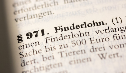Fototapeta premium Finderlohn in § 971 BGB