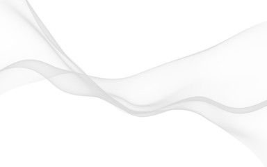 White abstract background. Fluttering white scarf. Waving on wind white fabric. 3D illustration
