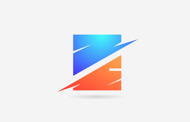 E blue white alphabet letter logo icon for business and company with line design