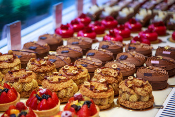 a display of induvidual cakes