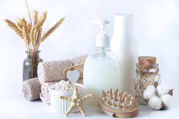 Natural Spa Skin Care Products. Organic products for bath and spa. Zero waste. Copy space.