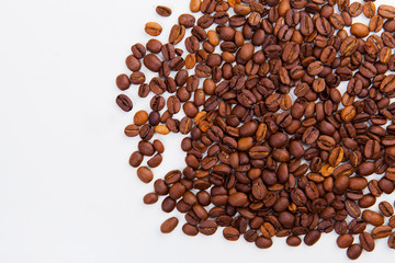 roasted coffee beans on a white background