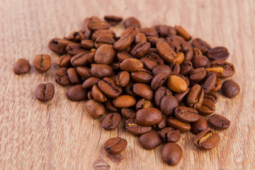 roasted coffee beans on a white background