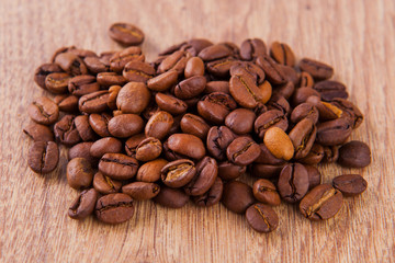 roasted coffee beans on a white background