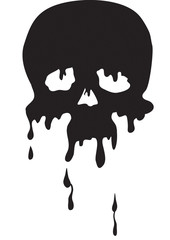 silhouette of a black skull made of drops, logo, isolated object on a white background, vector illustration,