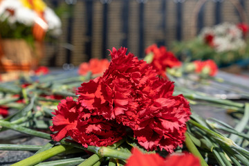 Flowers at the victory memorial in Russia.