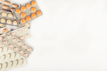 pills on a white background