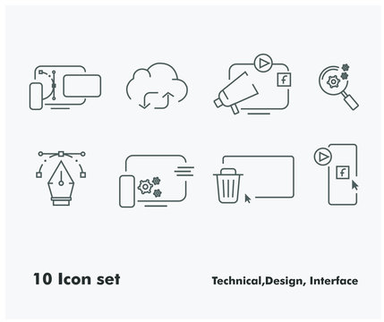 social network and technical icons