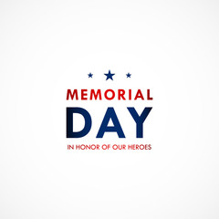 Memorial Day Vector Design Template Illustration. Remember and Honor Flat Design