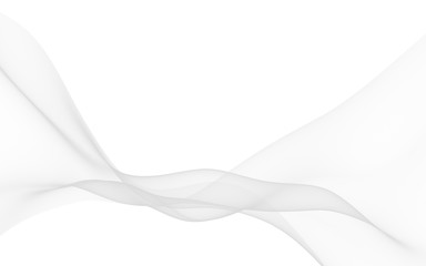 White abstract background. Fluttering white scarf. Waving on wind white fabric. 3D illustration