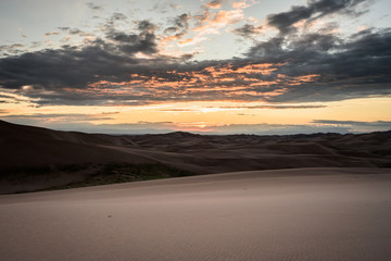Sunset Over Endless Sand Dunes