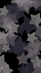 Gray translucent stars on a dark background. Orange tones. 3D illustration