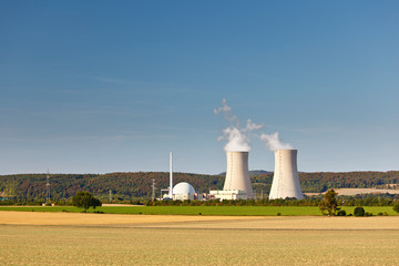 Nuclear Power Station In Green Landscape