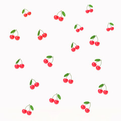 cherry fruits 3d pattern illustration render with isolate on white background.	

