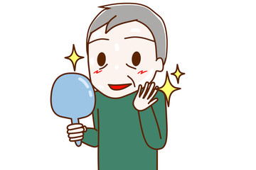 肌がツルツルで嬉しい高齢の男性