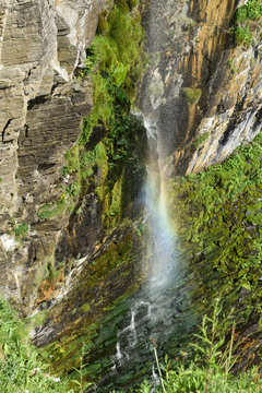 Whaligoe waterfall on North Coast 500 route in Caithness, Scotland, UK