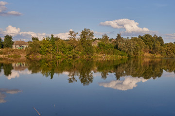 Fishing on the lake in the village of Dronovo.