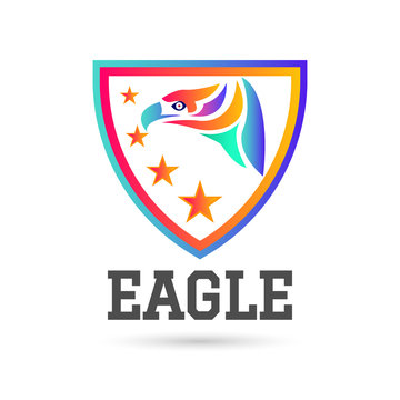 Falcon,eagle logo icon vector illustration design. Gradient Color
