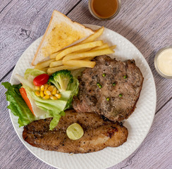 Pork, Beef, Salmon, T-bone, Sirloin, Steak Selections