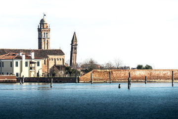Obraz premium Crooked bell tower on the island of Burano