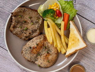 Pork, Beef, Salmon, T-bone, Sirloin, Steak Selections