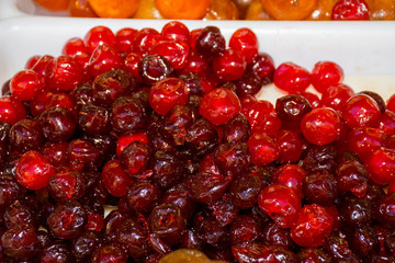 Candied fruits selection made with crystallised sugar