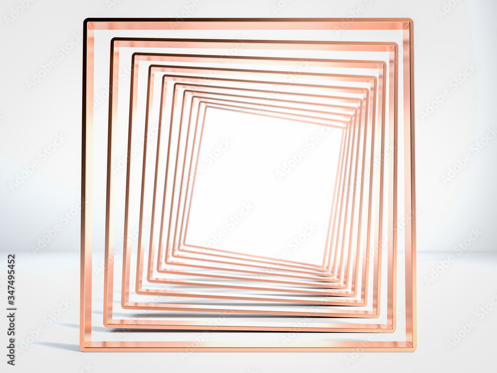 Aufkleber abstract scene of golden or copper tunnel on white background. pace your text or object. 3d render
